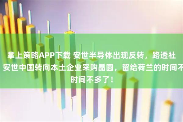 掌上策略APP下载 安世半导体出现反转，路透社报道：安世中国转向本土企业采购晶圆，留给荷兰的时间不多了！